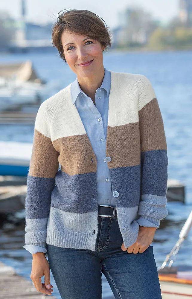 Damen Colourblock-Strickjacke