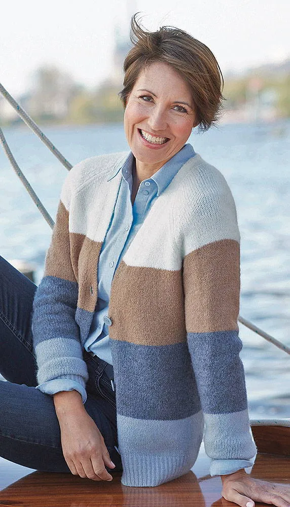 Damen Colourblock-Strickjacke