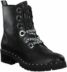 Damen-Schnürboots aus Leder 102001791744 (Schwarz)
