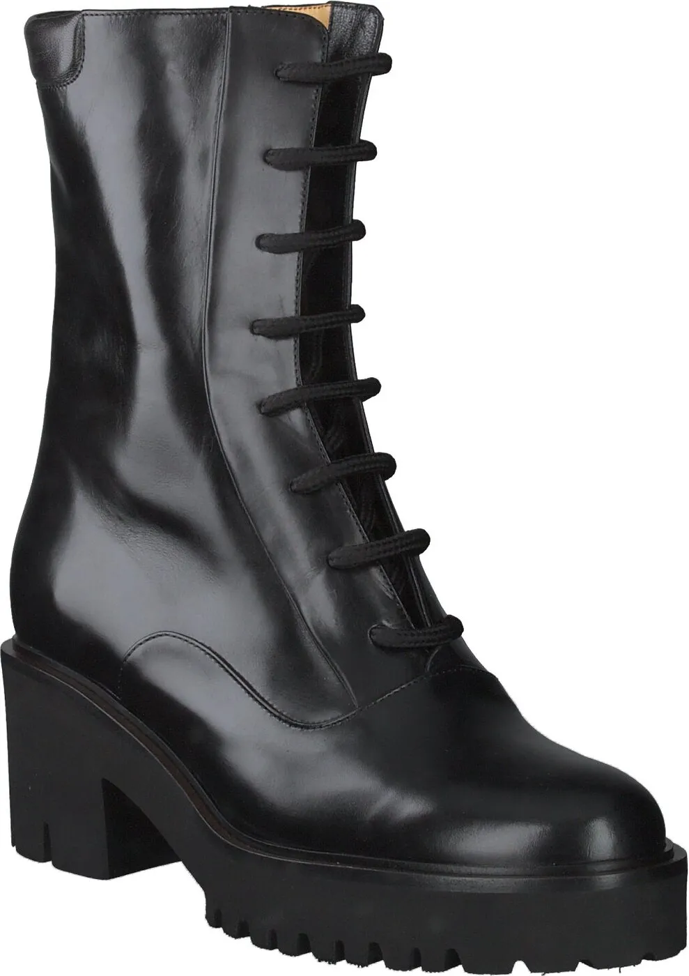 Damen-Schnürboots aus Leder 102001969618 (Schwarz)
