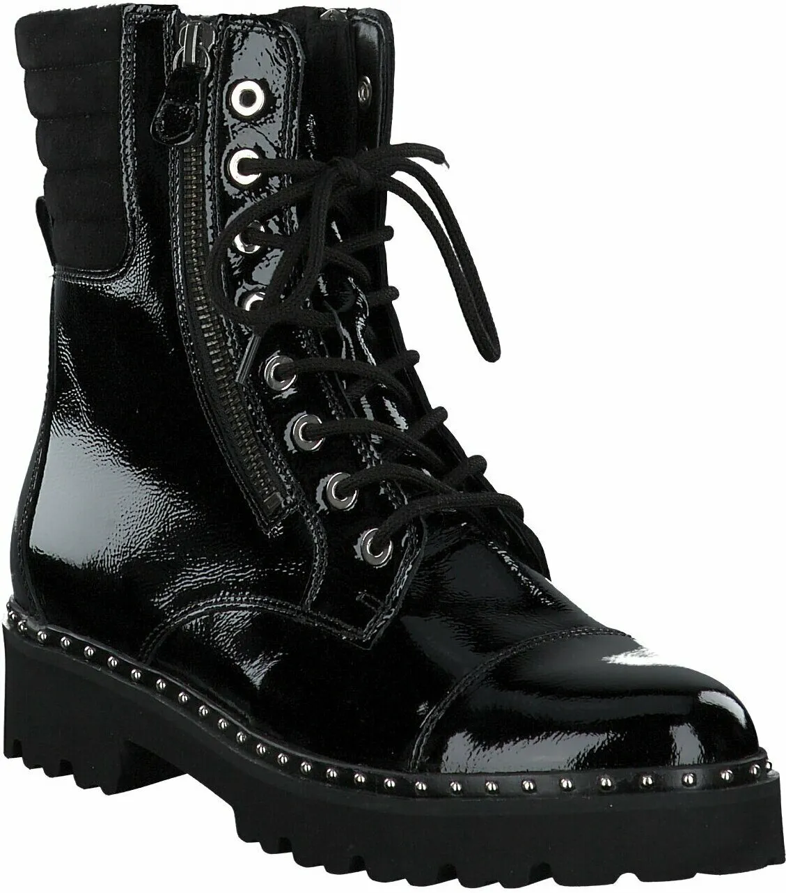 Damen-Schnürboots aus Leder 102003733600 (Schwarz)