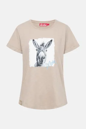 Derbe T-Shirt Esel Moin Damen Beige