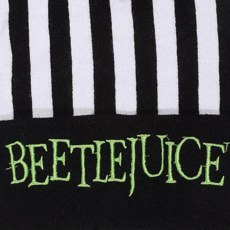 Gestreifte Beetlejuice Bommelmütze – Offizielle Beetlejuice Wintermütze