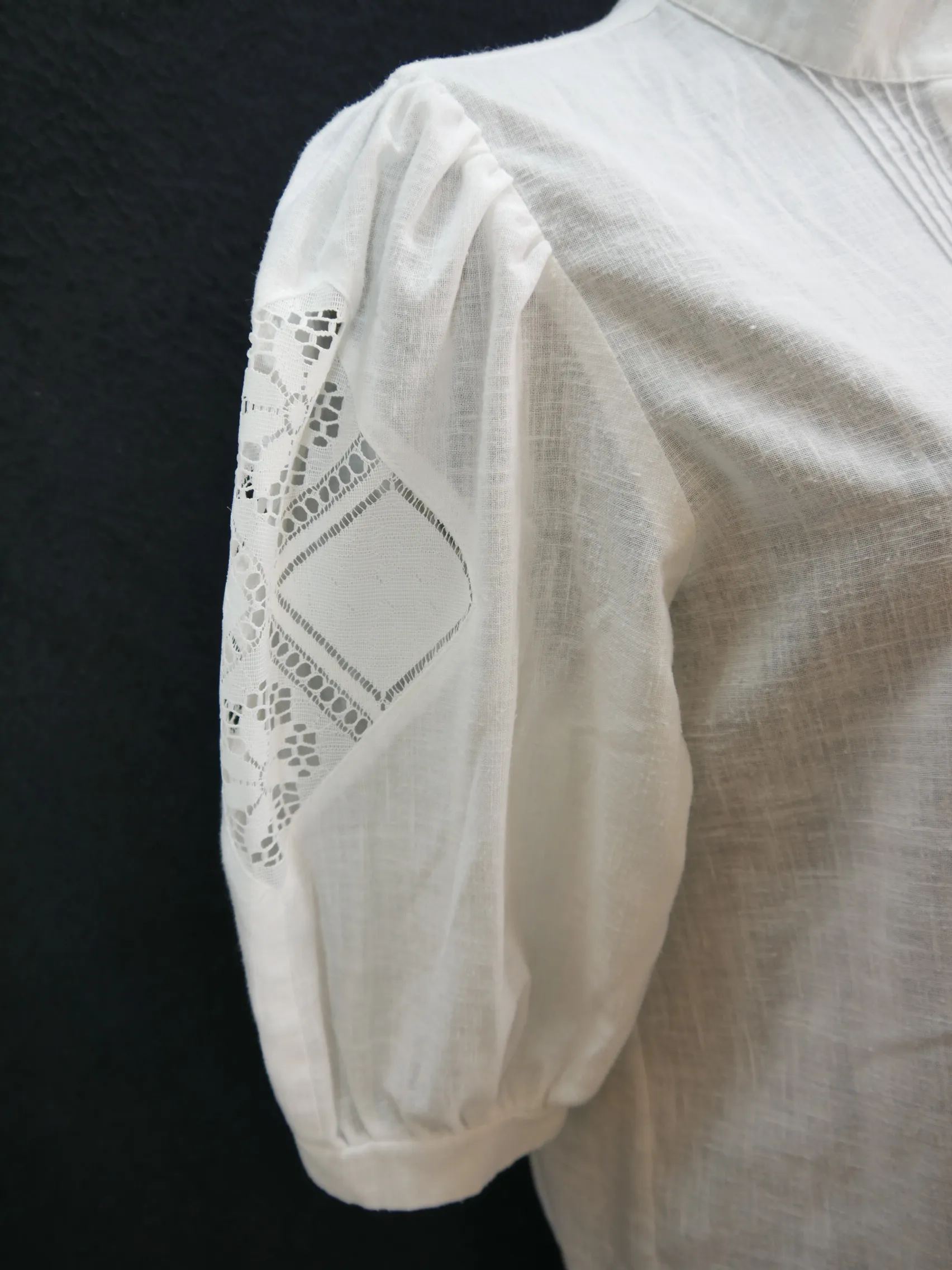 Gr.40 Trachtenbluse weiß Bluse Meico Baumwollmischung mit Spitze TB5983