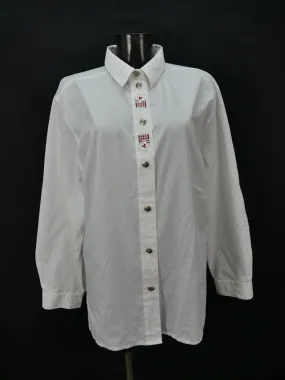 Gr.50 Trachtenbluse Bluse weiß Baumwolle Alphorn Stickerei TB5028