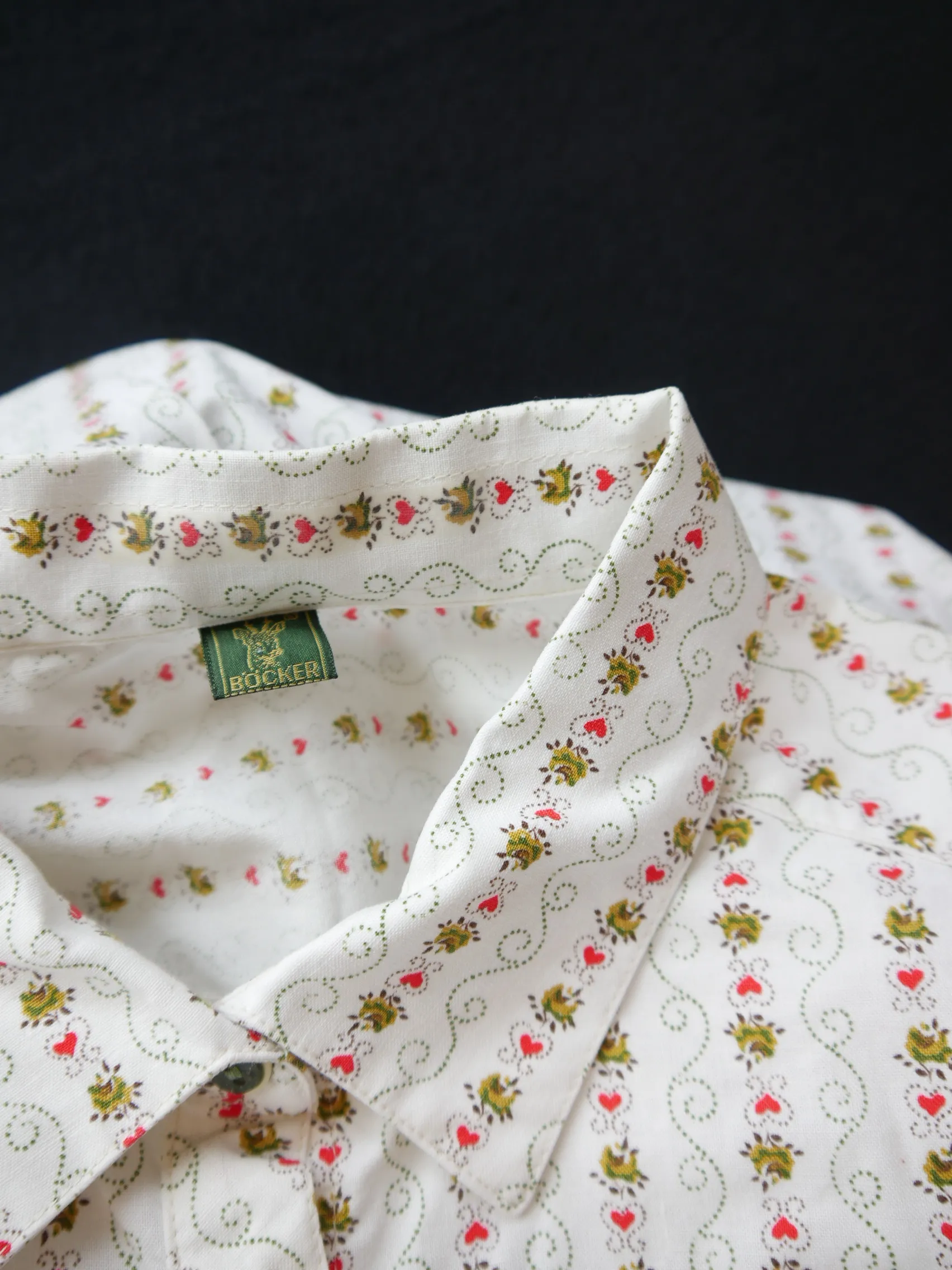 Gr.50 Trachtenbluse creme Bluse Böcker Baumwolle gemustert TB6799