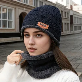 Heidi-Mode | Strick Wintermütze und Fleece Halswärmer Set
