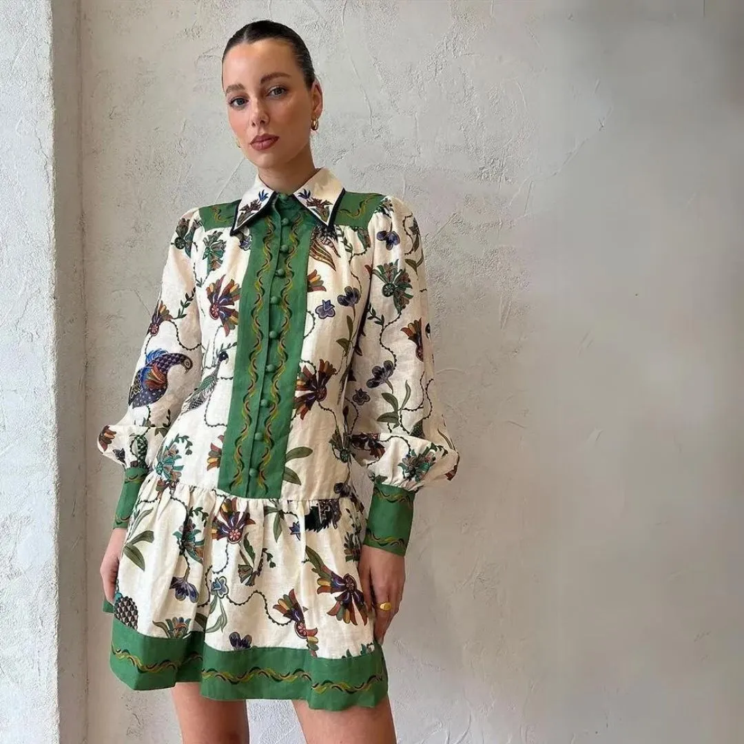 Minikleid mit botanischem Print