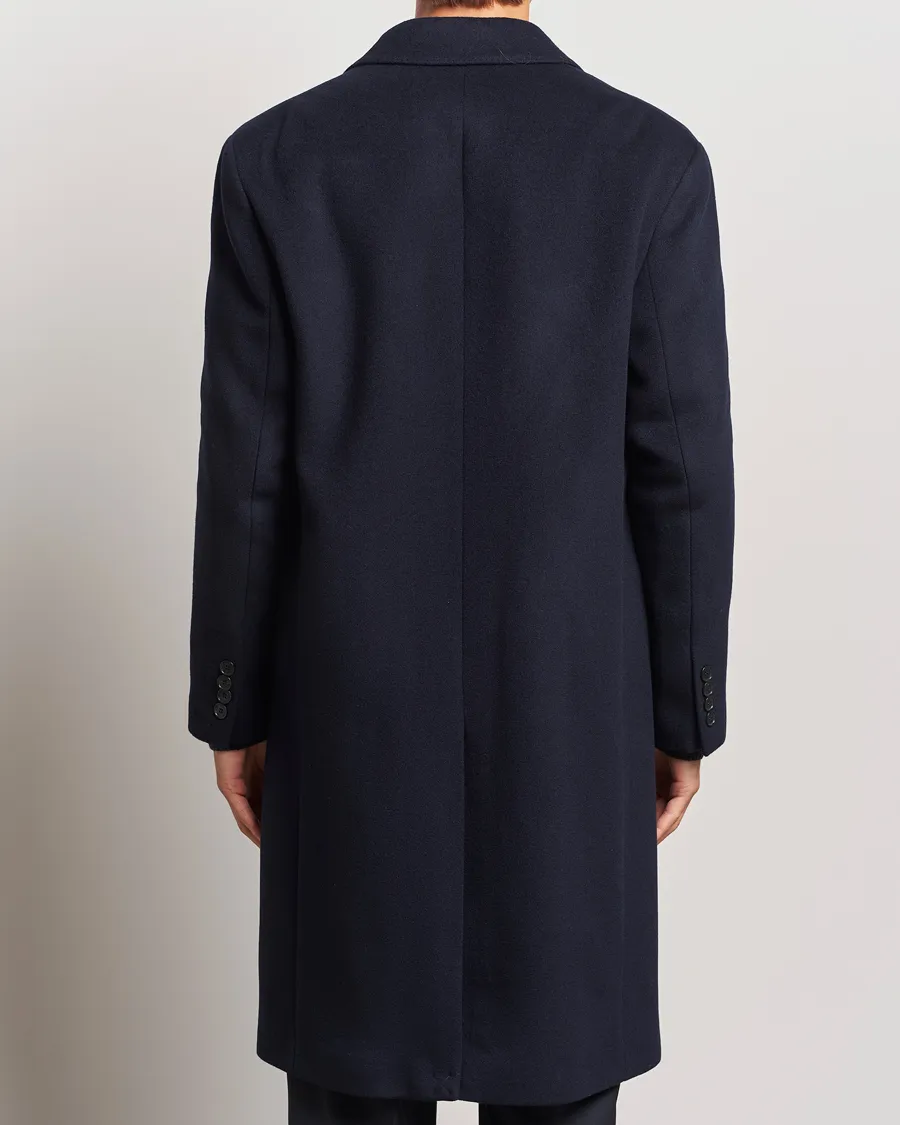 Relaxed Wool Crombie Coat Navy