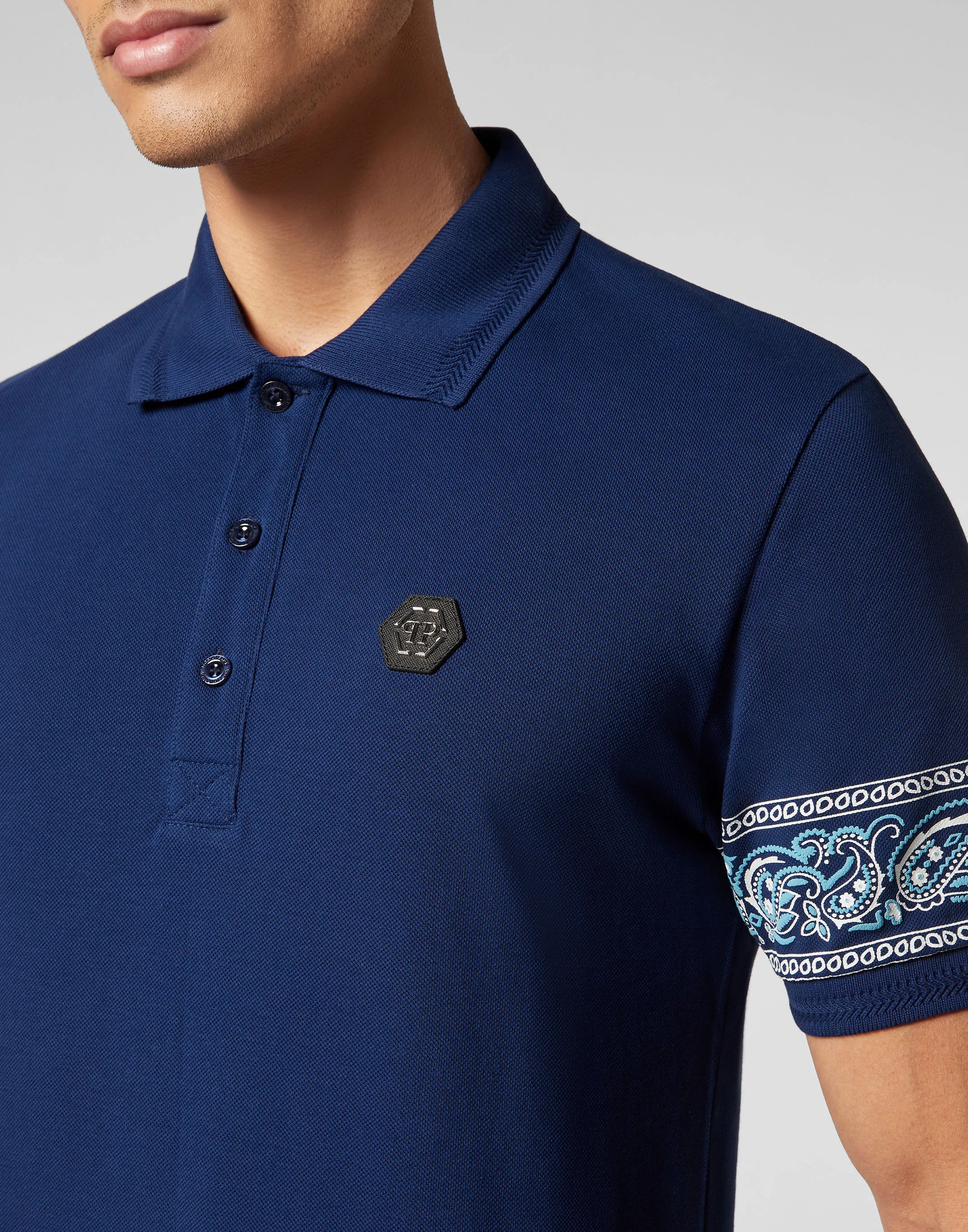Slim Fit Piquet Polo Shirt SS Paisley Bandana