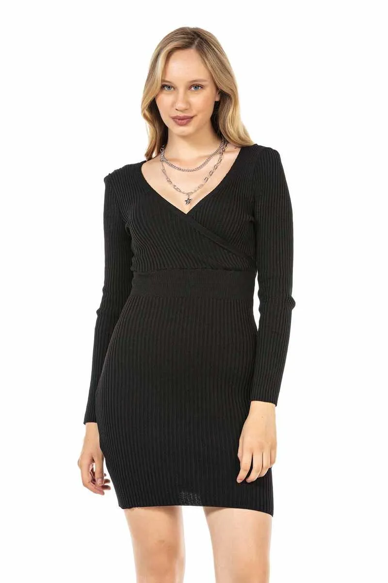 WP222 Damen Jerseykleid mit beidseitigem V-Ausschnitt